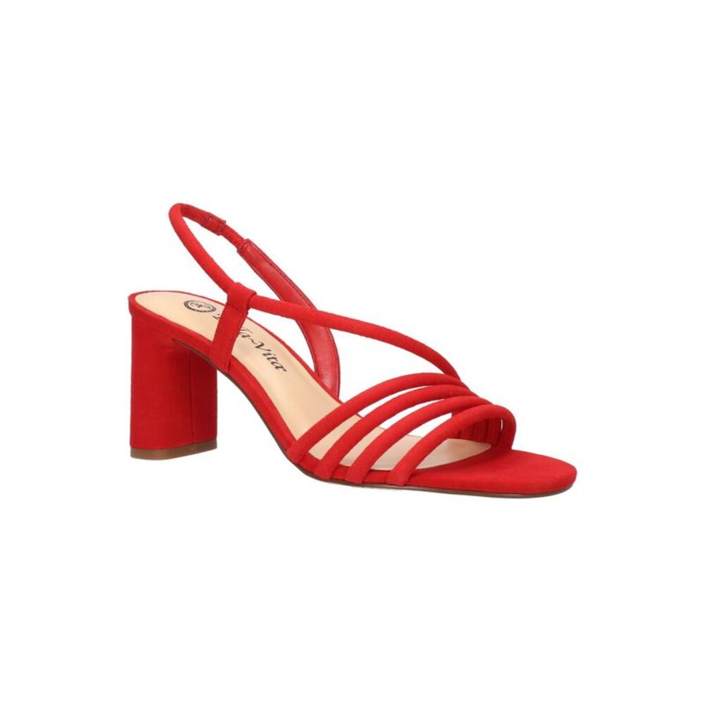 BELLA VITA Womens Red Zariah Toe Block Heel Slip On Leather Slingback Sandal 6 W